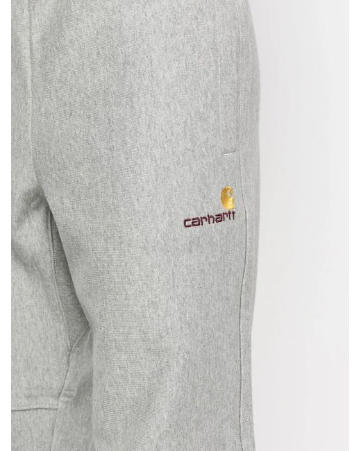 Carhartt Gray Embroidered-Logo Cotton Trackpants for men