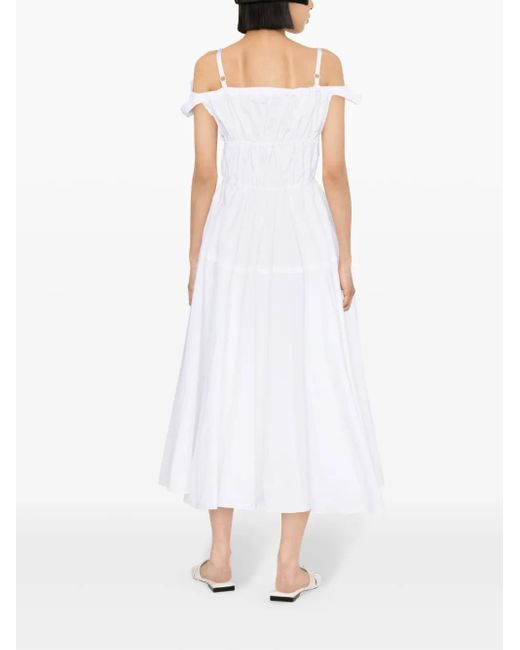 Patou White Midi-Cocktailkleid Mit Schleifendetail