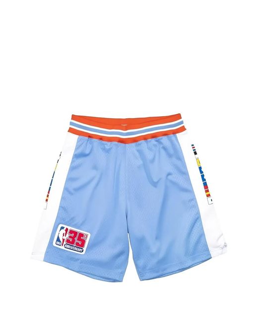 Mitchell & Ness Blue Nba Clippers 80 Striped Logo Shorts for men