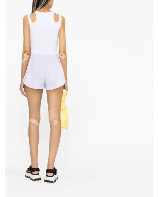 Short En Coton À Patch Logo MSGM en coloris Blue