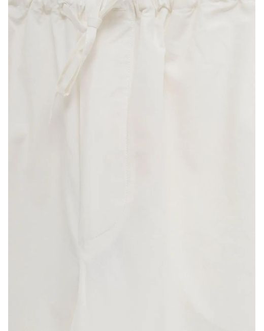 Baserange White Drawstring Straight Trousers