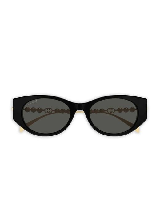 Gucci Black Gg1970Sa Pearl Cat-Eye Sunglasses