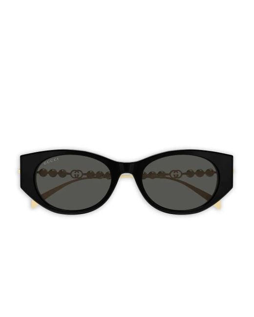 Gucci Black Gg1970Sa Pearl Cat-Eye Sunglasses