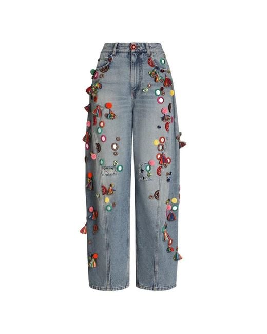 Dolce & Gabbana Blue Denim Trousers With Applications
