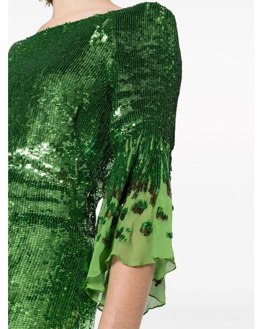 Temperley London Green Celestial Sequinned Maxi Dress