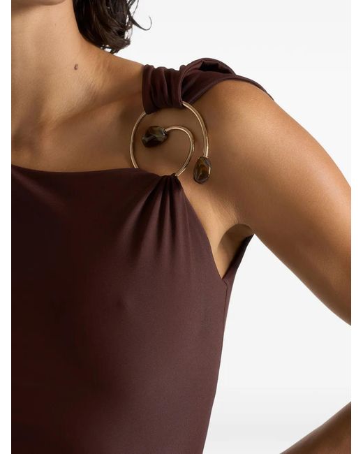 Manière De Voir Purple Rania Asymmetric Draped Maxi Dress