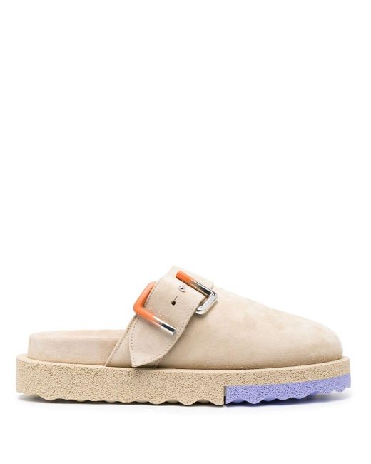 Off-White c/o Virgil Abloh Spongesole Suede Clogs in Natural for