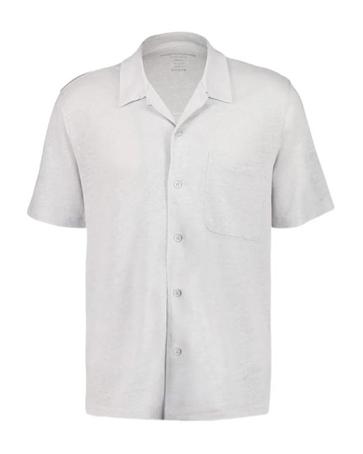 Majestic Filatures White Buttoned Linen Shirt for men