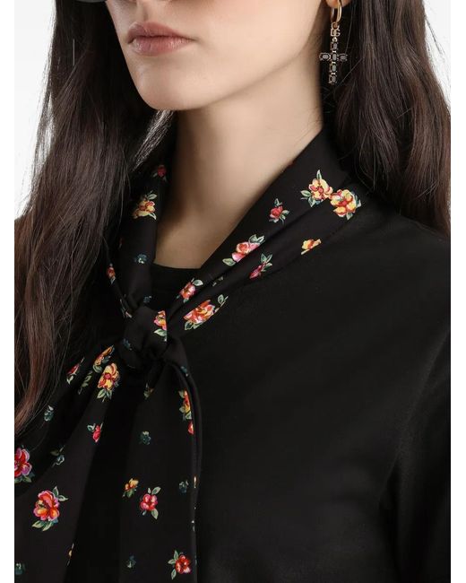 Dolce & Gabbana Black Floral-Scarf T-Shirt