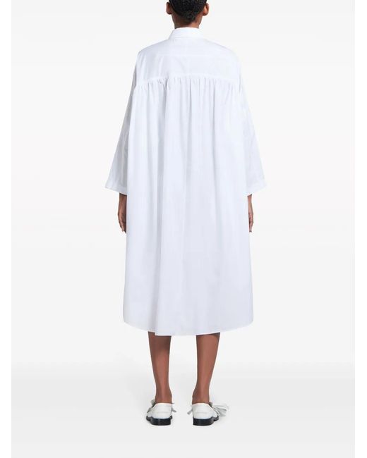 Marni White Long-Sleeved Cotton Shirtdress