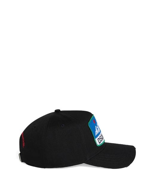 DSquared² Black Logo-Patch Baseball Cap for men