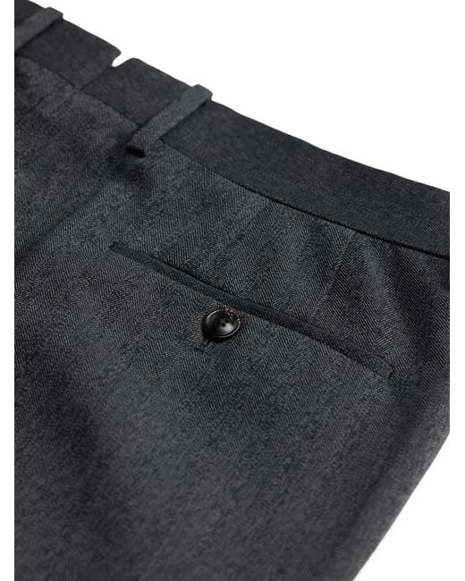 RRL Black Herringbone-Pattern Button-Fly Trousers for men