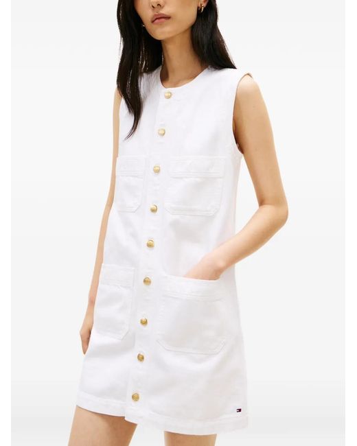 Tommy Hilfiger White Robe Courte À Boutonnière