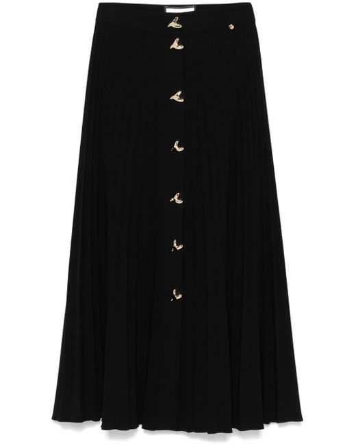 Nissa Black Pleated Midi Skirt