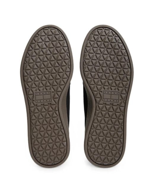Tommy Hilfiger Black Logo-Plaque Panelled Sneakers