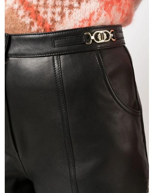 Maje Black Logo-Plaque Leather Shorts