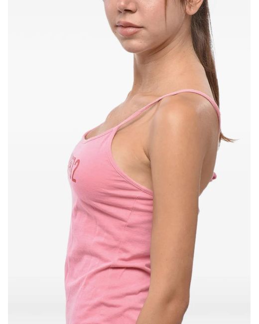 DSquared² Pink Logo-Print Jersey Mini Dress