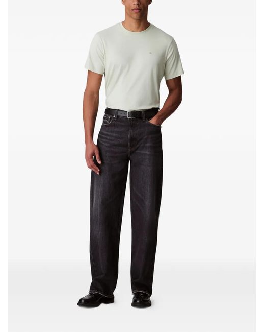 Calvin Klein White Round-Neck Logo-Detail T-Shirt for men