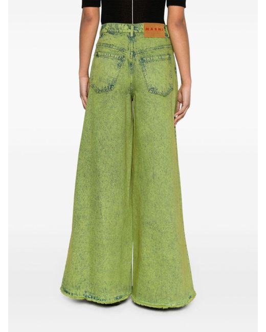 Marni Jeans Met Toelopende Pijpen En Geverfd Design in het Green