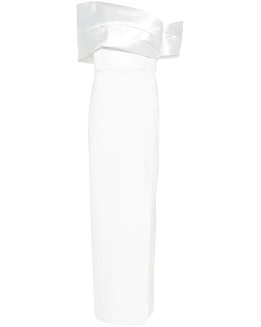 Solace London White Alexis Off-shoulder Maxi Dress