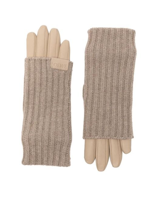 Loewe Natural Handschuhe Mit Geripptem Einsatz