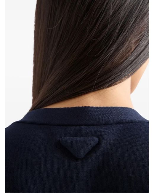 Cardigan Con Applicazione di Prada in Blue