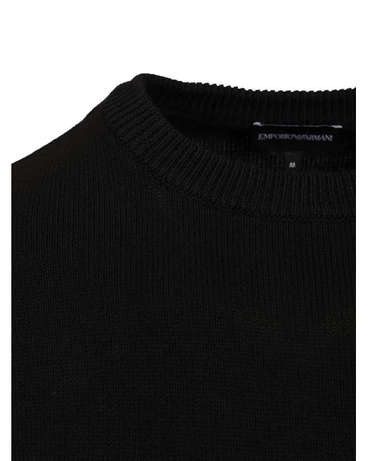 Emporio Armani Black Embroidered-Logo Sweater for men