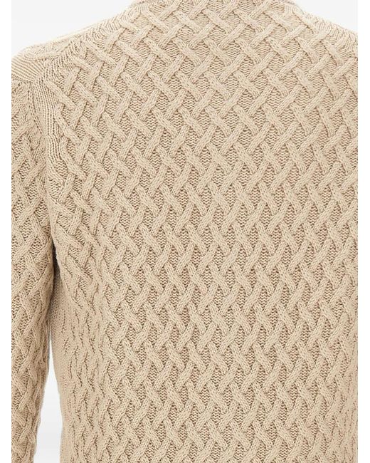 FILIPPO DE LAURENTIIS White Cable-Knit Button-Up Cardigan for men