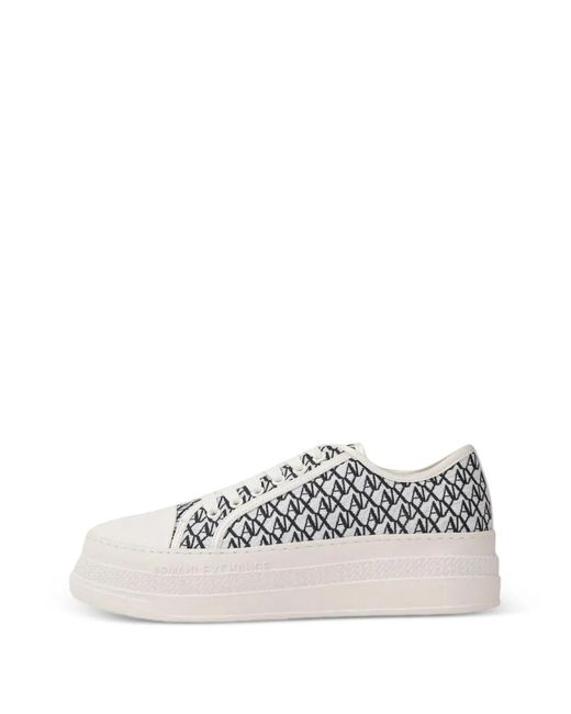 ARMANI EXCHANGE White Baskets Ax À Motif Monogrammé