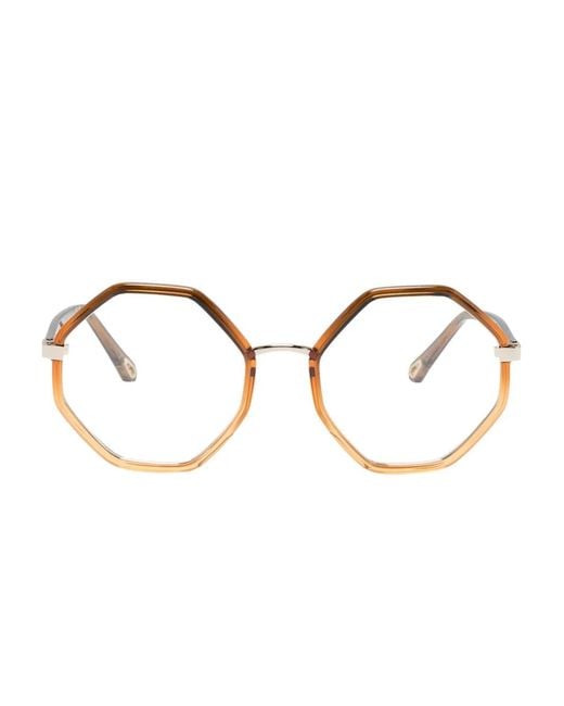 Chloé Brown Transparent Octagonal-Frame Glasses