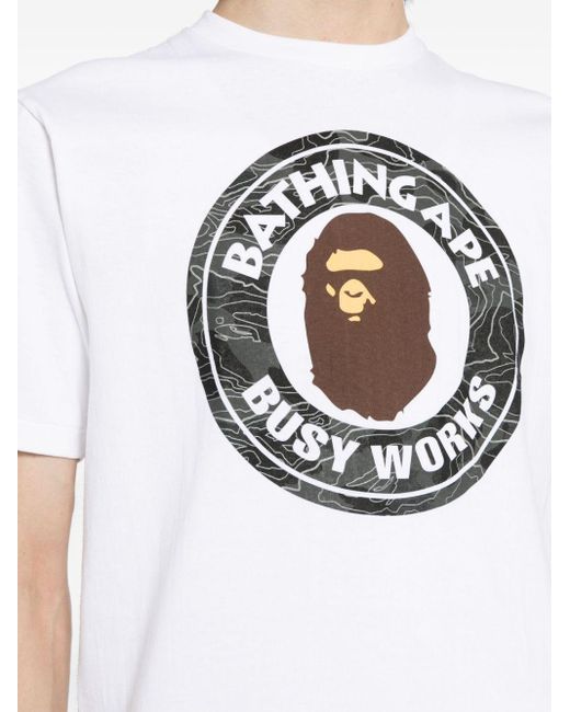 A Bathing Ape White Busy Works Cotton T-shirt for men