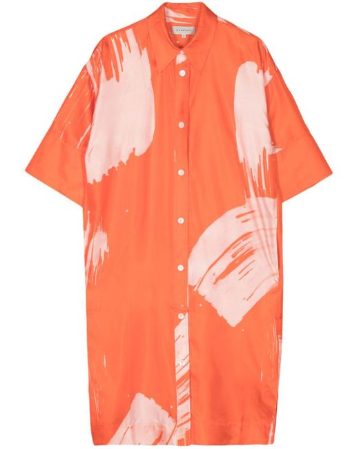 Lee Mathews Orange Pip Painterly-print Shirtdress
