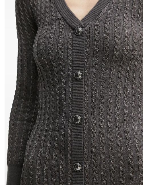 Guess Black Geknöpftes Midikleid mit Zopfmuster