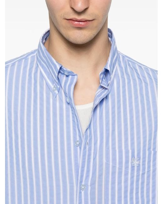 Etro Blue Striped Button-Down Shirt for men