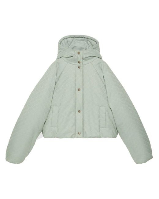 Gucci Green GG Supreme Cropped Hooded Jacket