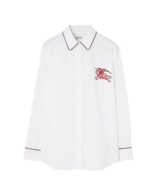 Burberry White Classic Fit Heart Knight Cotton Shirt