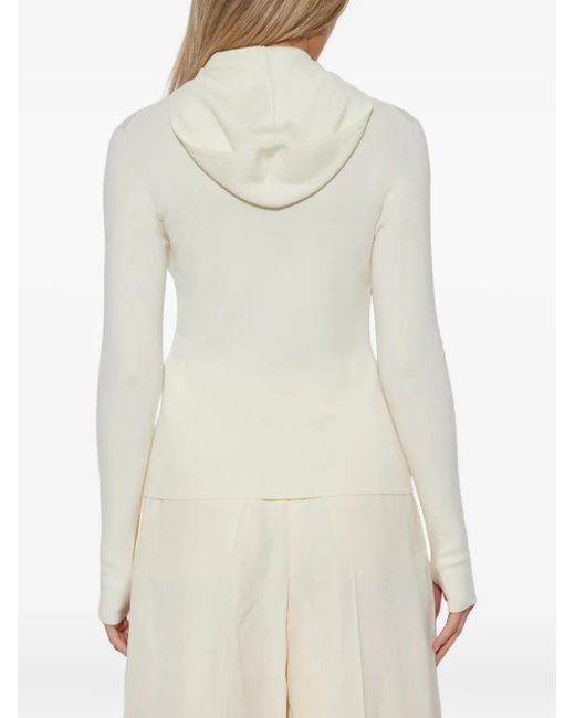 Victoria Beckham White Zip-Up Hooded Jacket