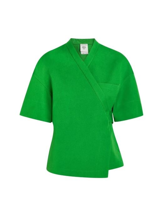Calvin Klein Green Dahlia Wrap-Style Short-Sleeve Jacket