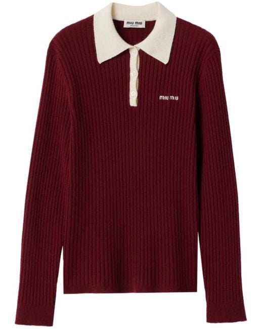 Polo de cachemira Miu Miu de color Red
