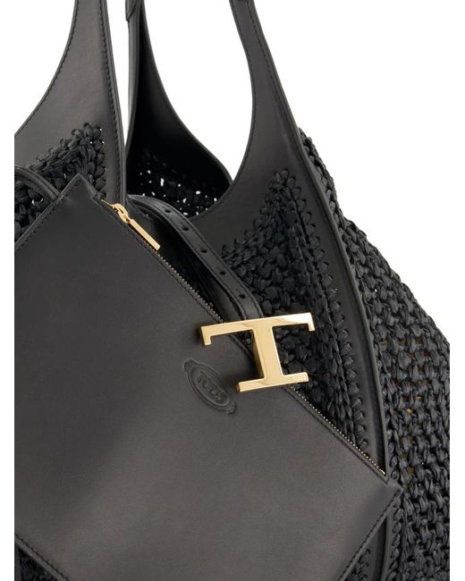 Tod's Black Medium T Timeless Tote Bag