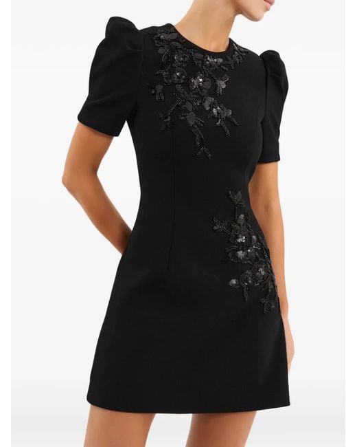 Rebecca Vallance Black Livia Puff-Sleeve Mini Dress