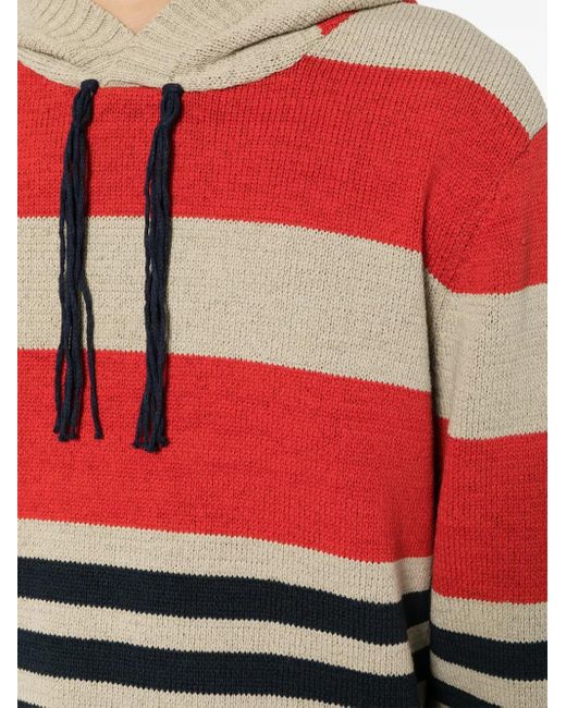 Craig Green Red Striped Knitted Hoodie for men
