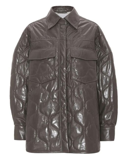 Remain Gray Quilted Leather Shirt Jacket