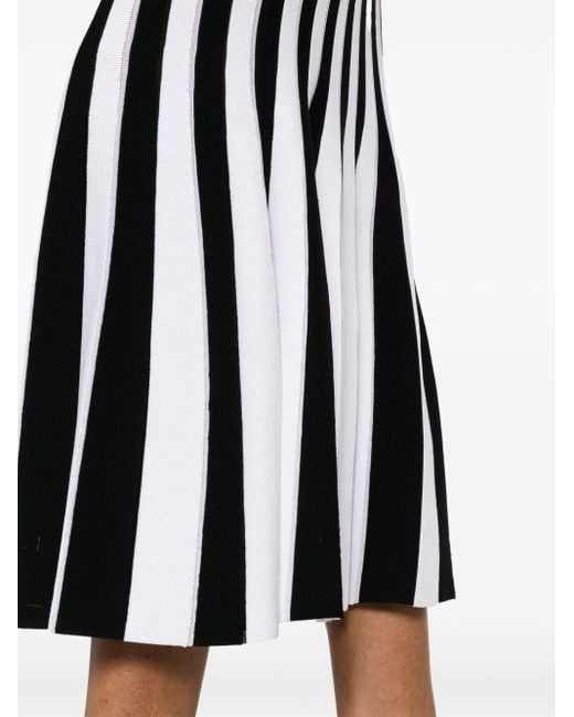 Moschino Black Striped Knitted Midi Skirt