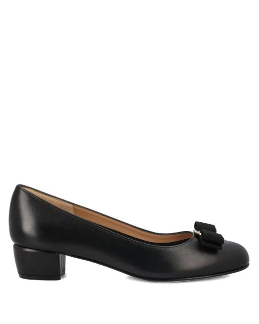 Ferragamo Black 60Mm Vara Grosgrain-Bow Low-Heel Pumps