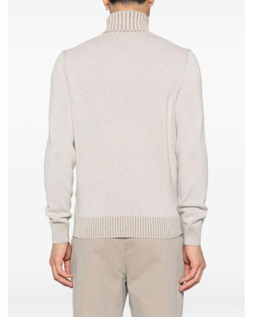 Jersey de canalé con cuello alto Gran Sasso de hombre de color White