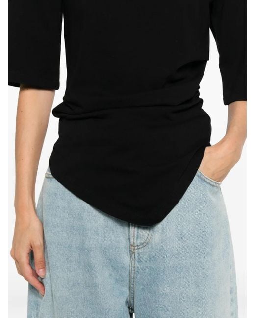 Rohe Gedrapeerd T-Shirt in het Black