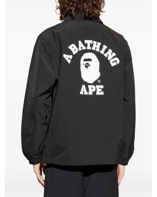 A Bathing Ape Black College Coach Logo Jacket for men