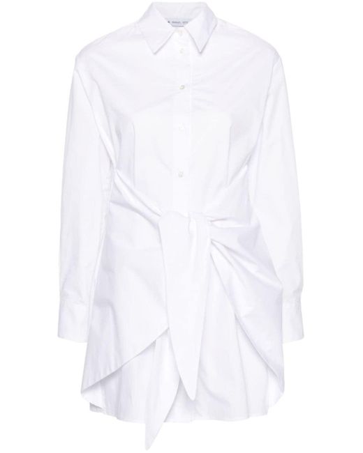 Manuel Ritz White Classic-collar Cotton Shirt Minidress