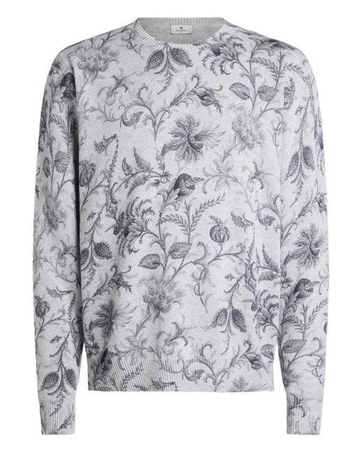 Etro Gray Flora- Motif Sweater for men